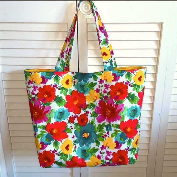 Relisted Floral Pioneer Woman Fabric Tote Bag All Purpose Carrying Purse - Picture 3 of 5